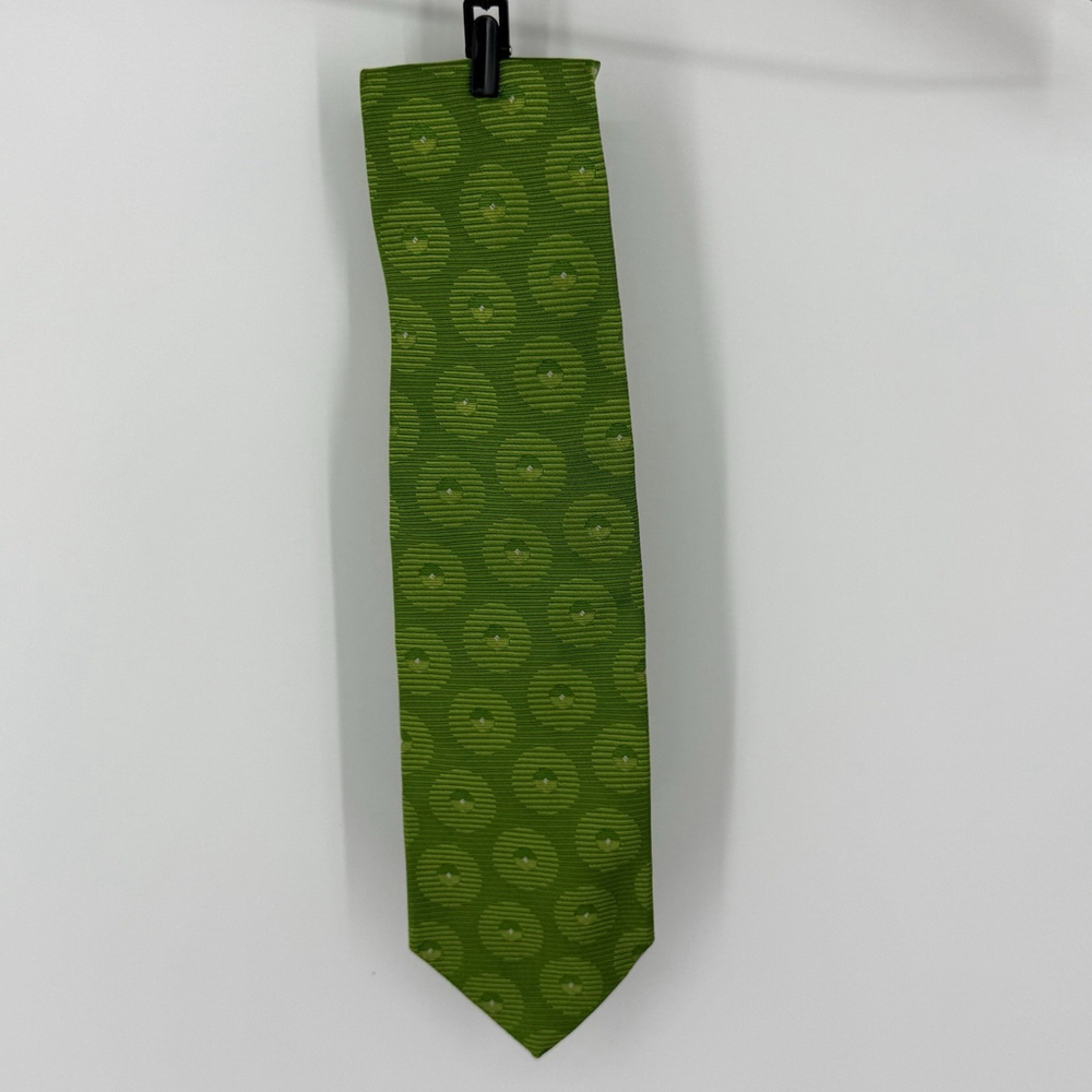 Peterborough Row Green Geometric 100% Silk Tie USA